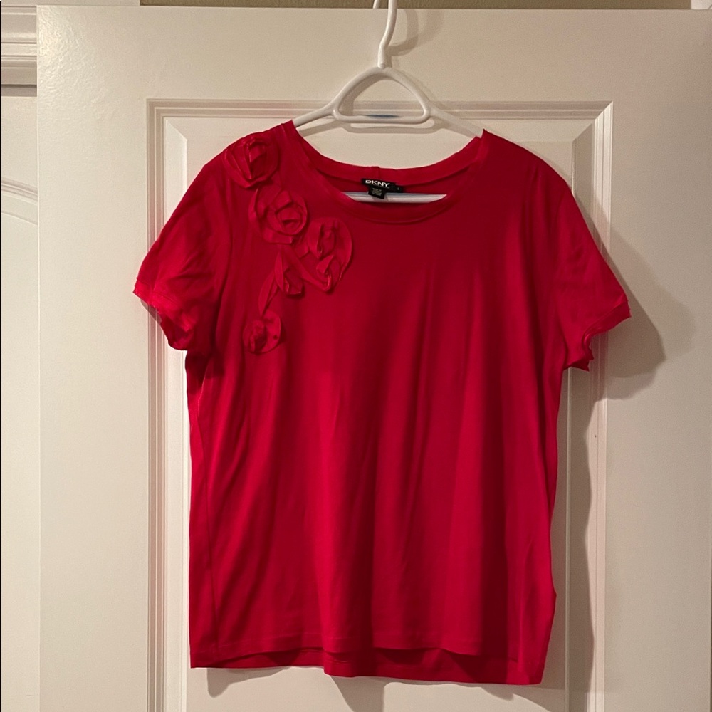 DKNY Chico's Vibrant Red Short Sleeve Top